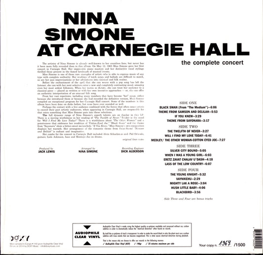 Nina Simone – Nina Simone At Town Hall Vinyl LP | NL Reissue | 1969 Kopie