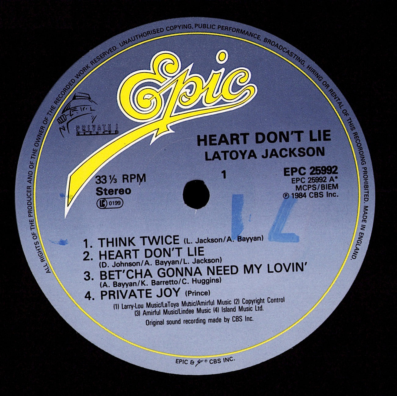 La Toya Jackson – Heart Don't Lie Vinyl LP | UK Original | 1984