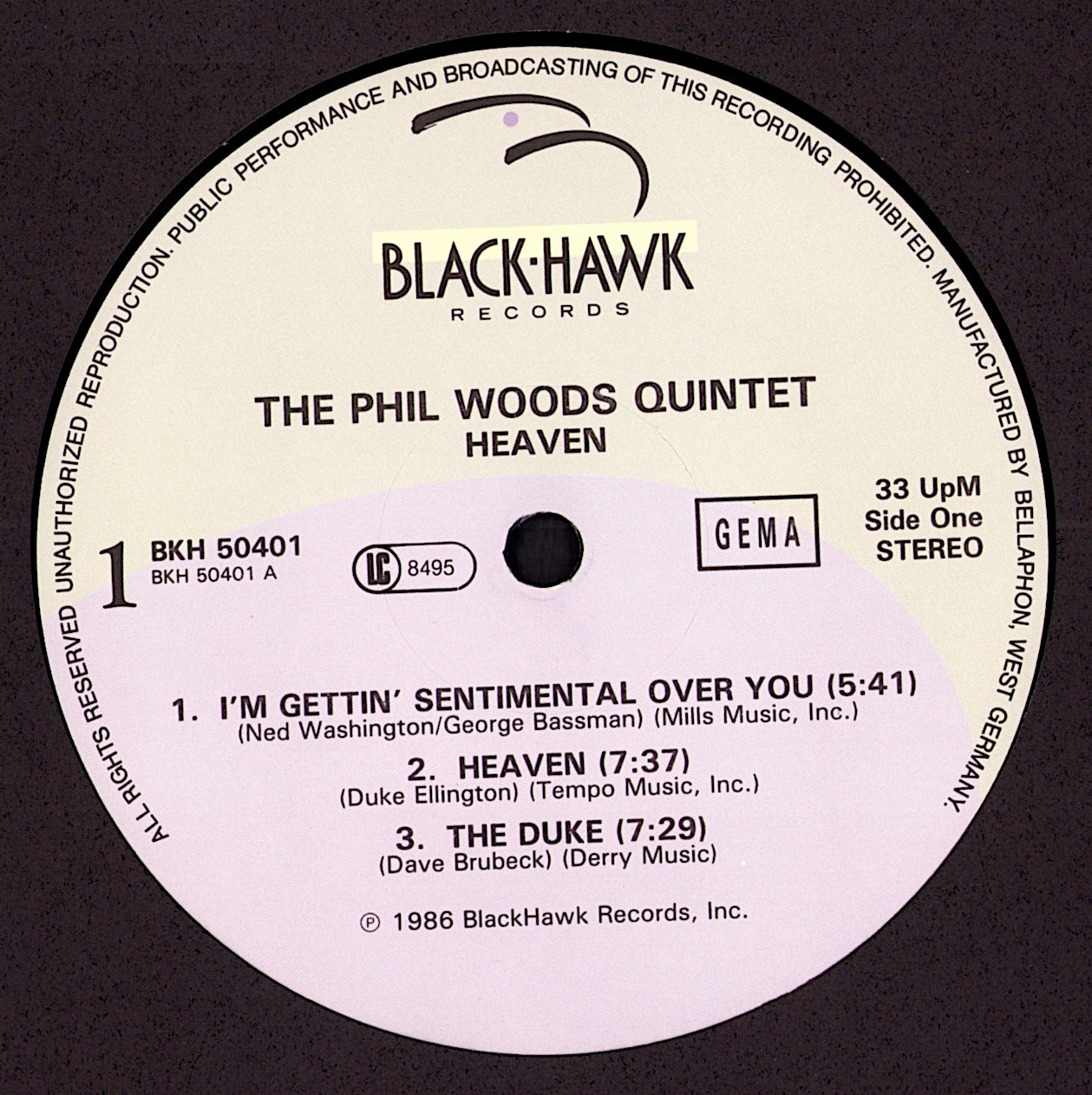 The Phil Woods Quintet – Heaven Vinyl LP | DE Original | 1986