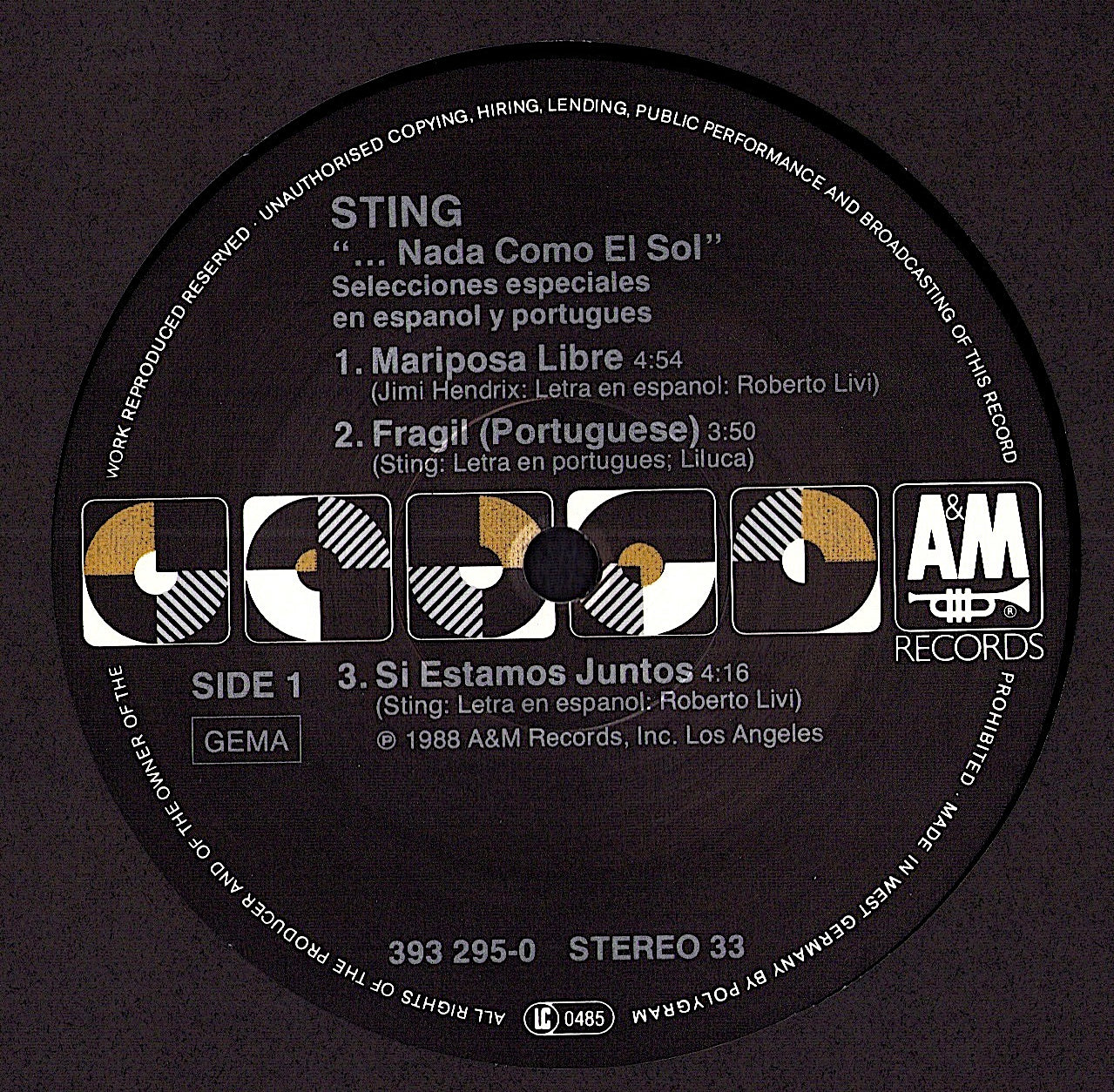 Sting – ...Nada Como El Sol Vinyl 10" | DE Original | 1988