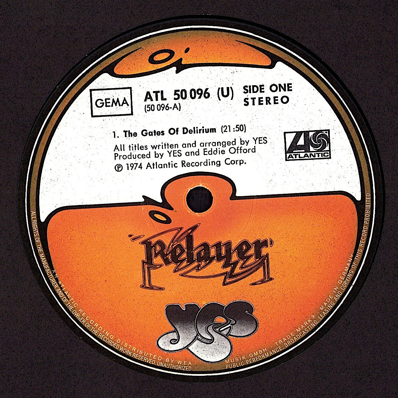 Yes – Relayer Vinyl LP | DE Original | 1974