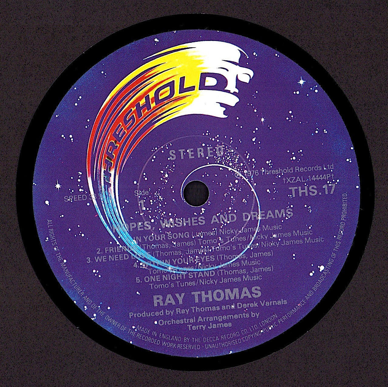 Ray Thomas – Hopes Wishes & Dreams Vinyl LP | UK Original | 1976