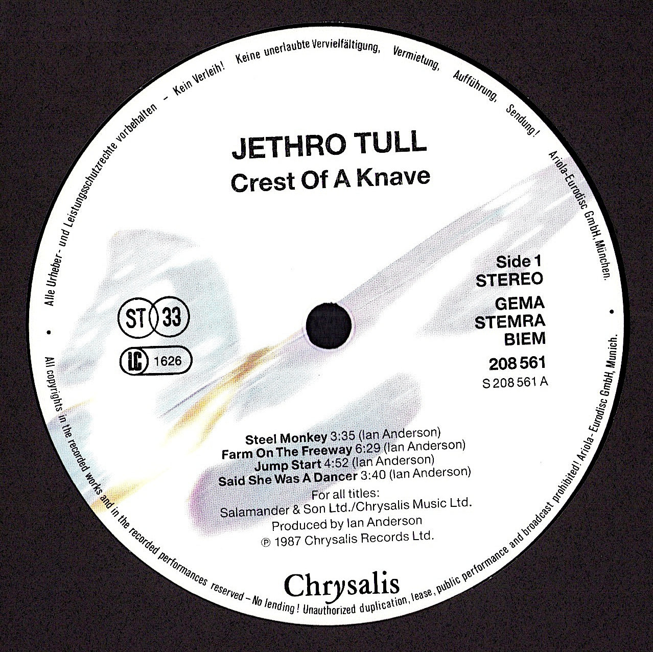 Jethro Tull – Crest Of A Knave Vinyl LP | EU Original | 1987