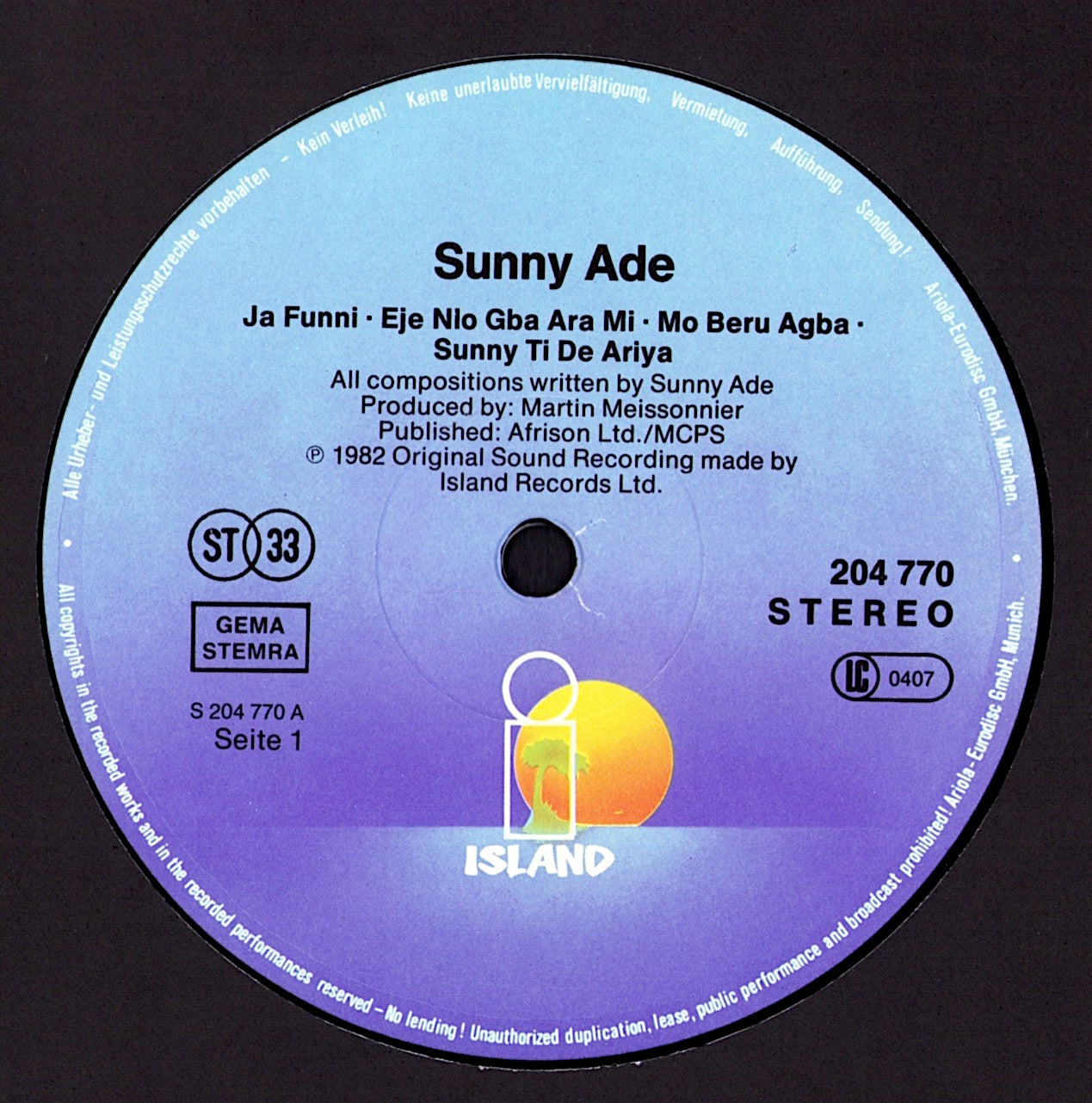 King Sunny Adé And His African Beats - Juju Music Vinyl LP Kopie