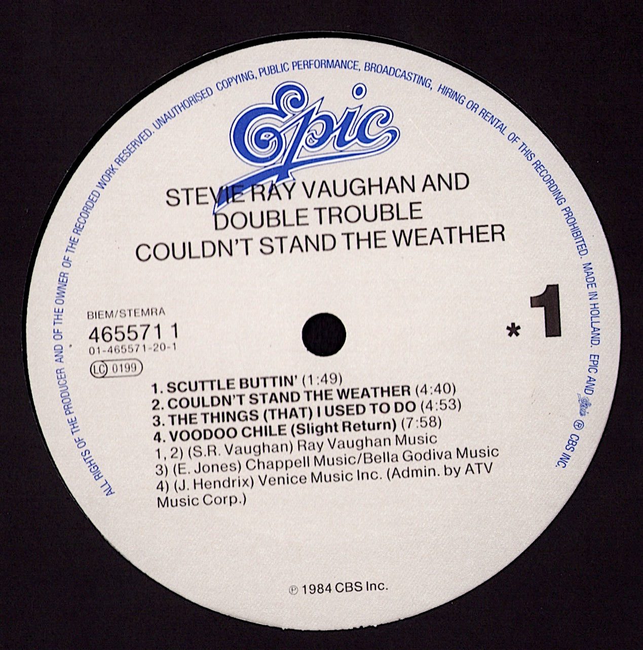 Stevie Ray Vaughan And Double Trouble – Couldn't Stand The Weather Vinyl LP Kopie