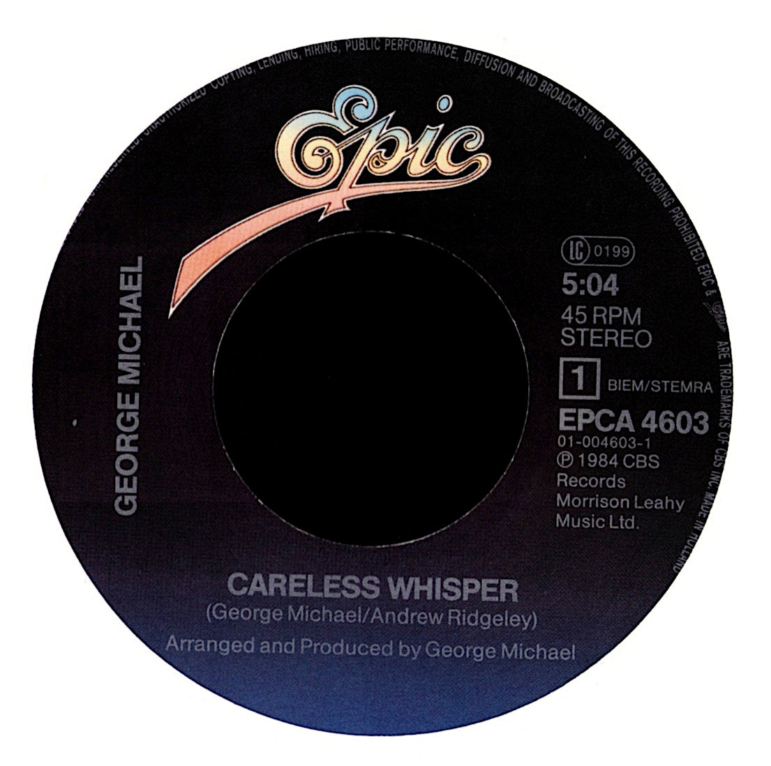 George Michael – Careless Whisper 7" Vinyl Single | EU Original | 1984