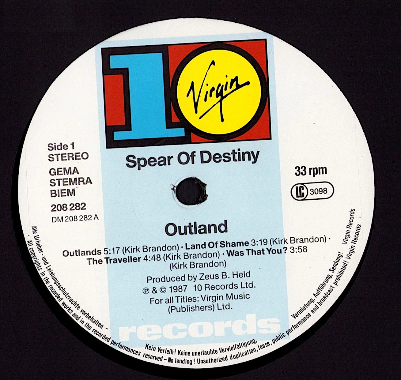 Spear Of Destiny – Outland Vinyl LP