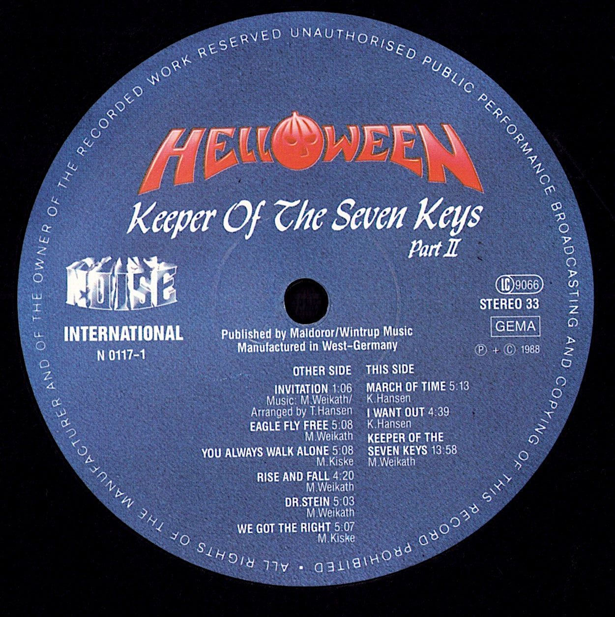 Helloween - Keeper Of The Seven Keys Part I Vinyl LP | DE Original | 1987 Kopie
