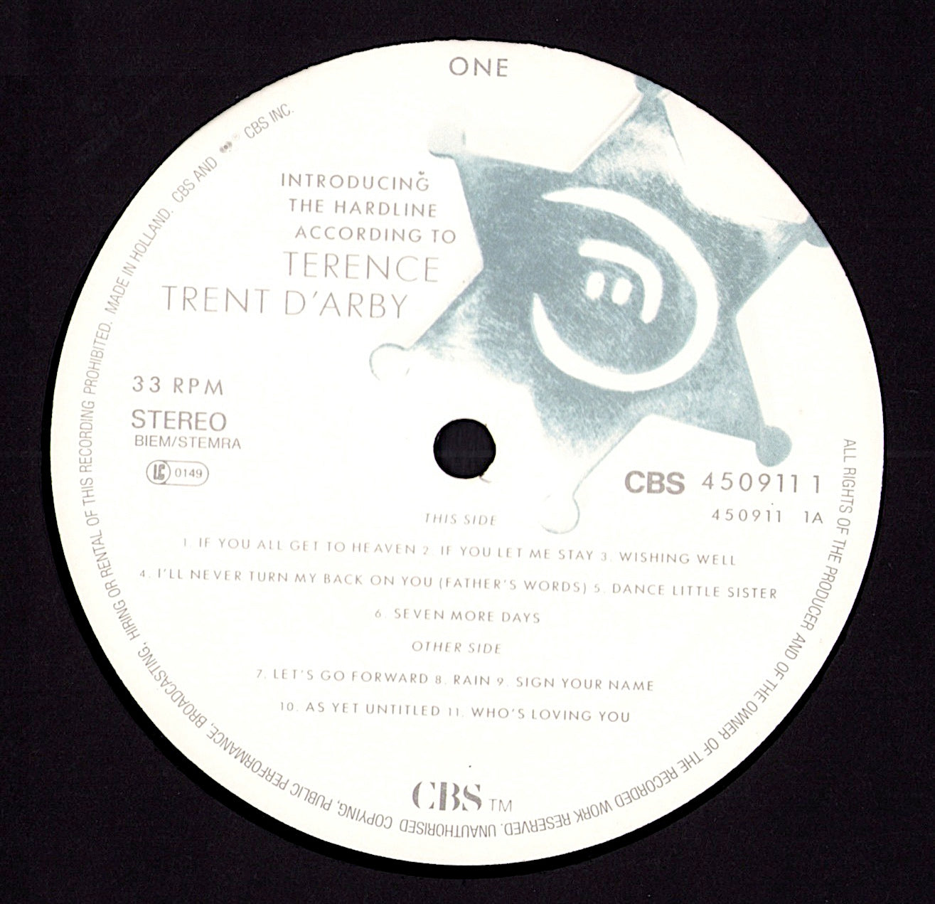 Terence Trent D'Arby – Introducing The Hardline According To Terence Trent D'Arby Vinyl LP Kopie