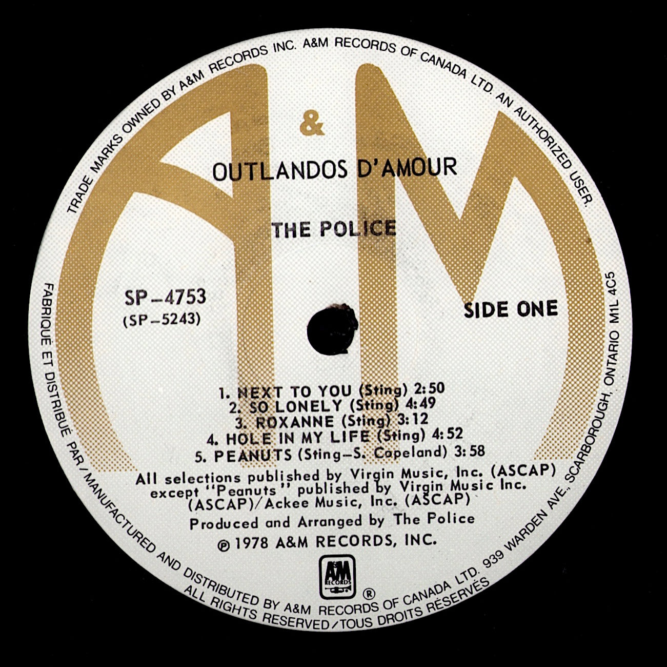 The Police - Outlandos D'Amour Vinyl LP | CA Original | 1979