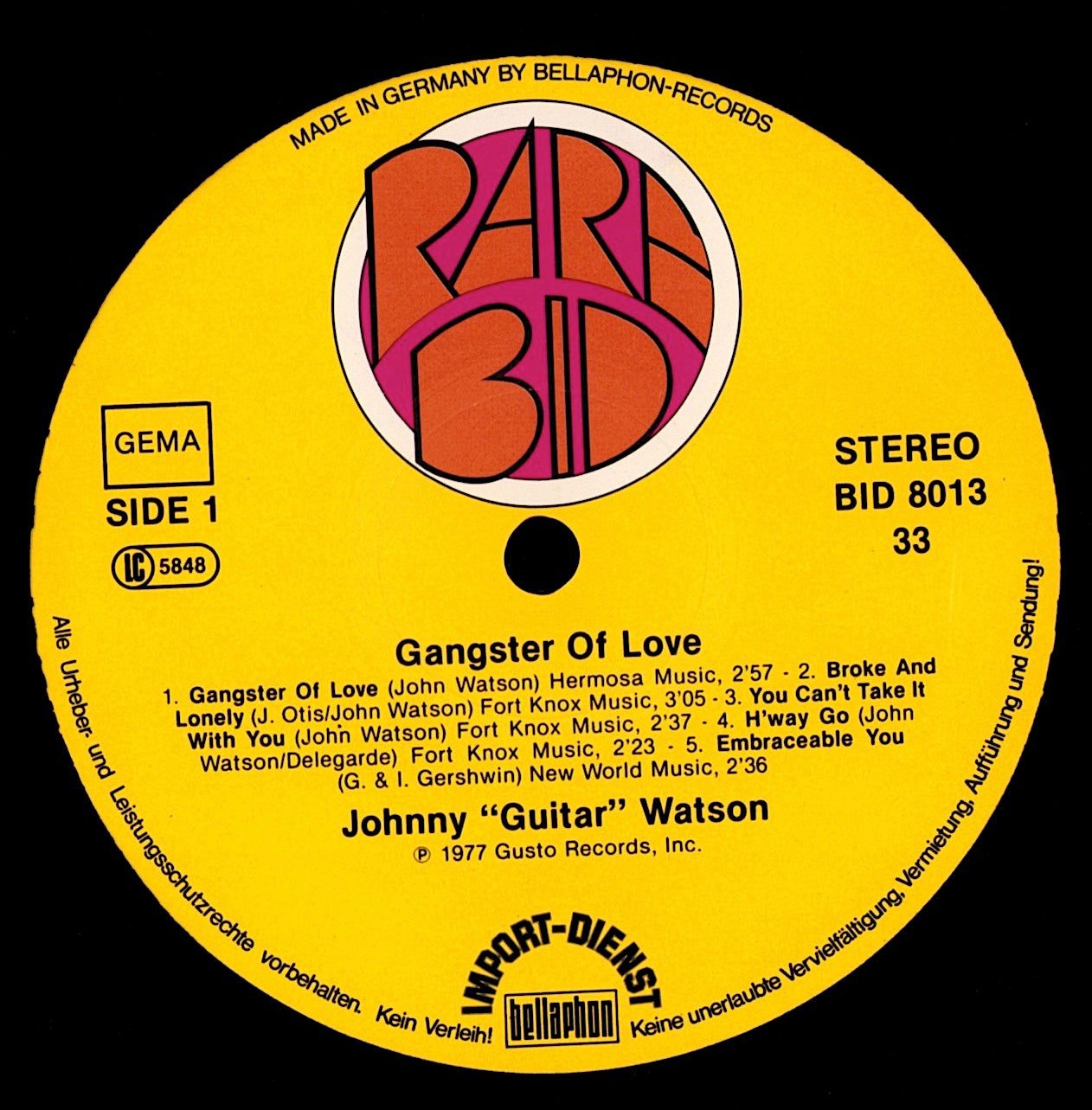 Johnny Guitar Watson – Gangster Of Love Vinyl LP Kopie