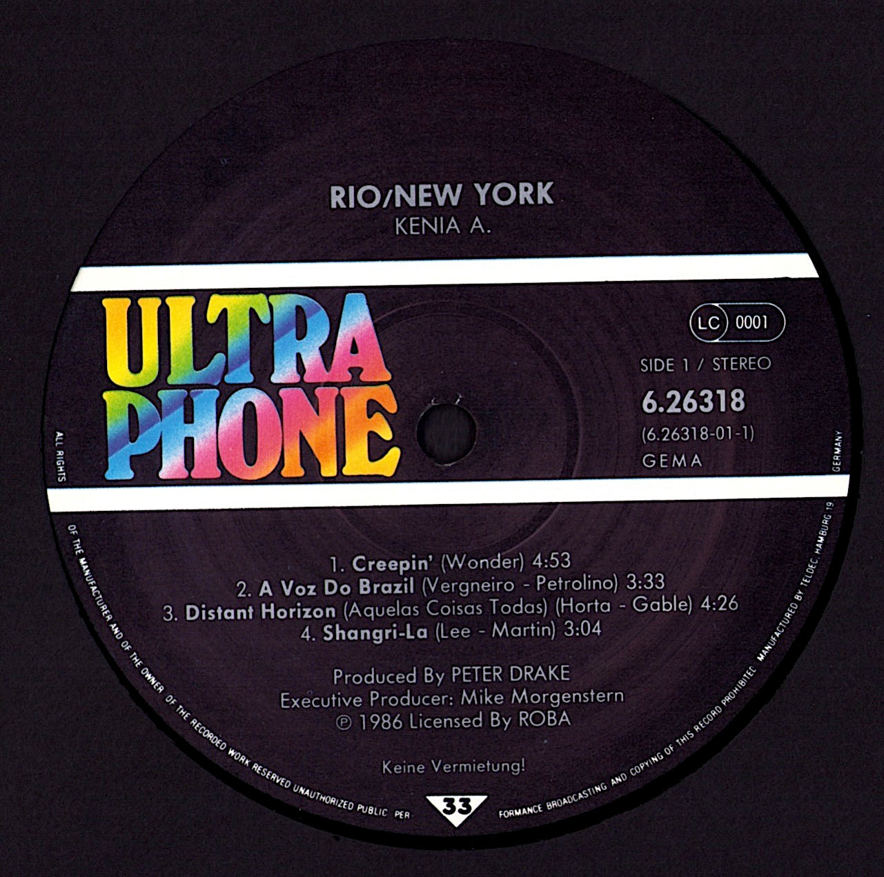 Kenia A. - Rio / New York Vinyl LP