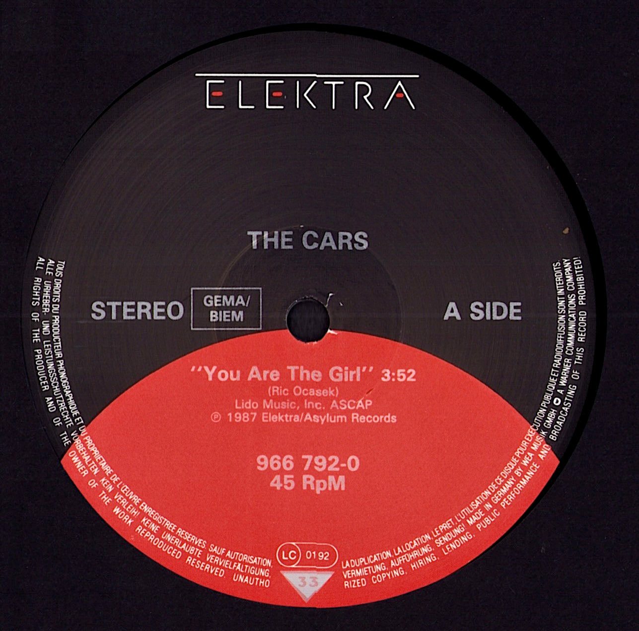 The Cars - You Are The Girl Vinyl 12" | EU Original | 1987
