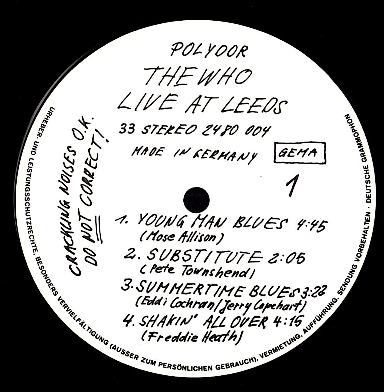 The Who - Live At Leeds Vinyl LP Kopie