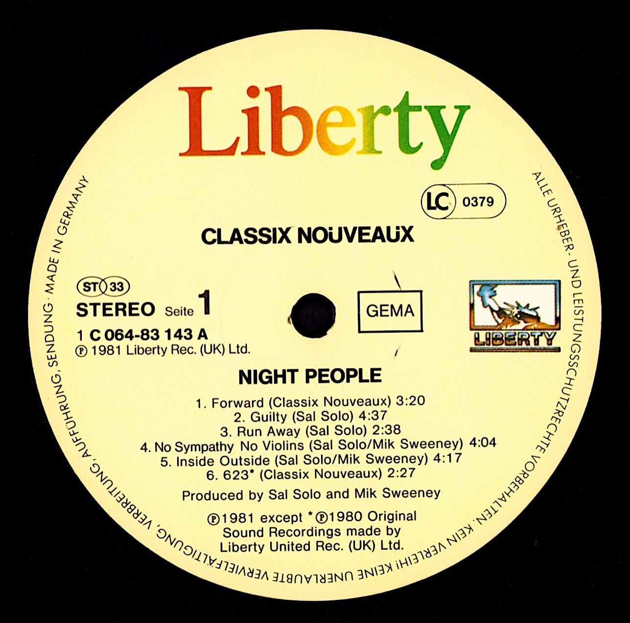 Classix Nouveaux - Night People Vinyl LP | DE Original | 1981
