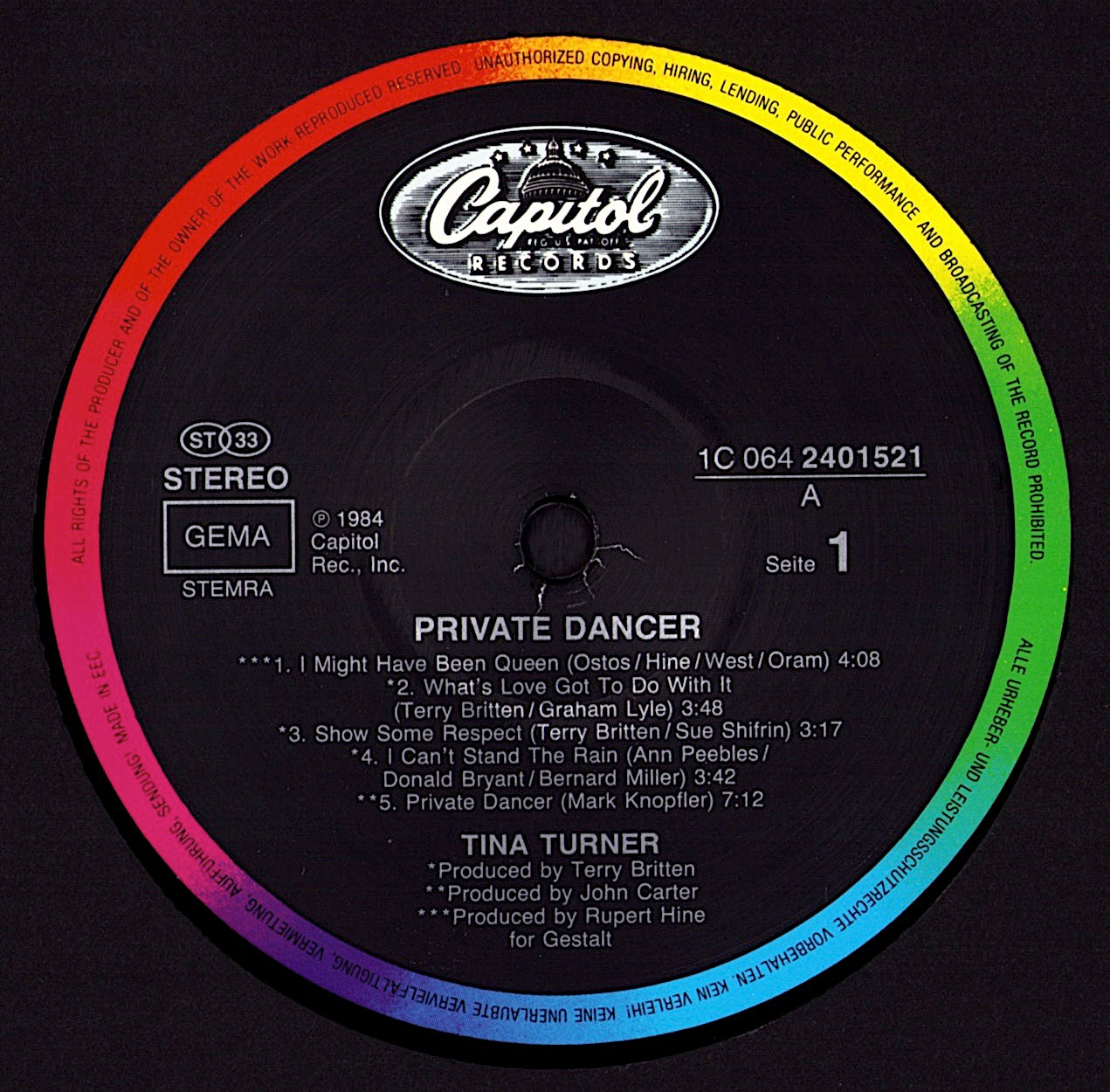 Tina Turner - Private Dancer Vinyl LP Kopie