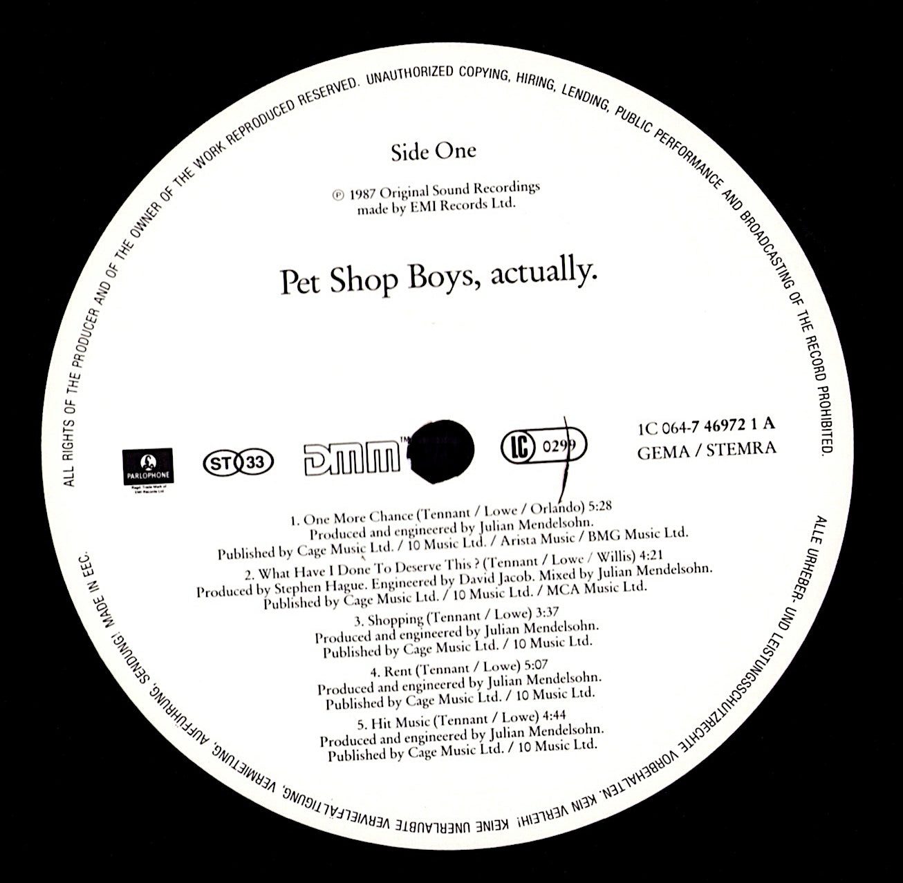 Pet Shop Boys - Actually Vinyl LP | EU Original | 1987