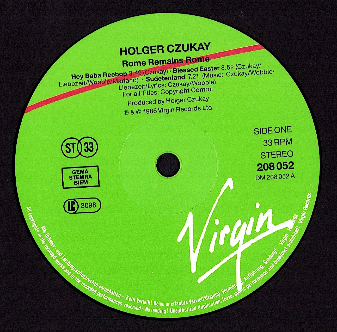 Holger Czukay – Rome Remains Rome Vinyl LP