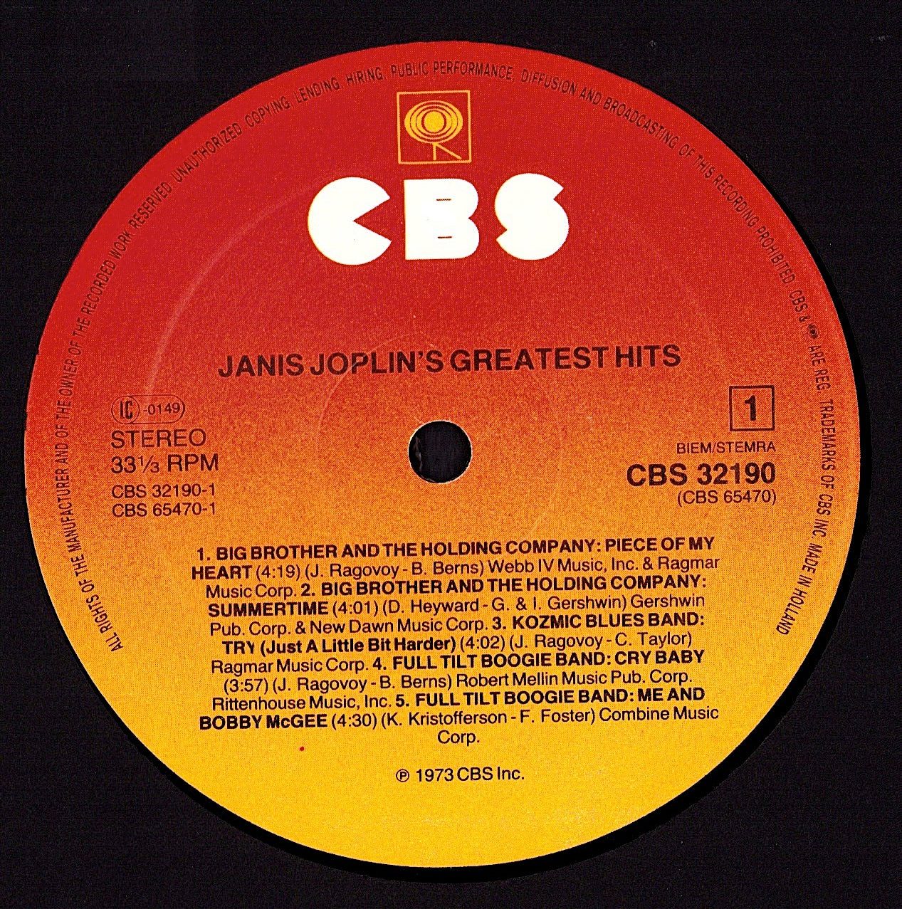 Janis Joplin - Janis Joplin's Greatest Hits Vinyl LP