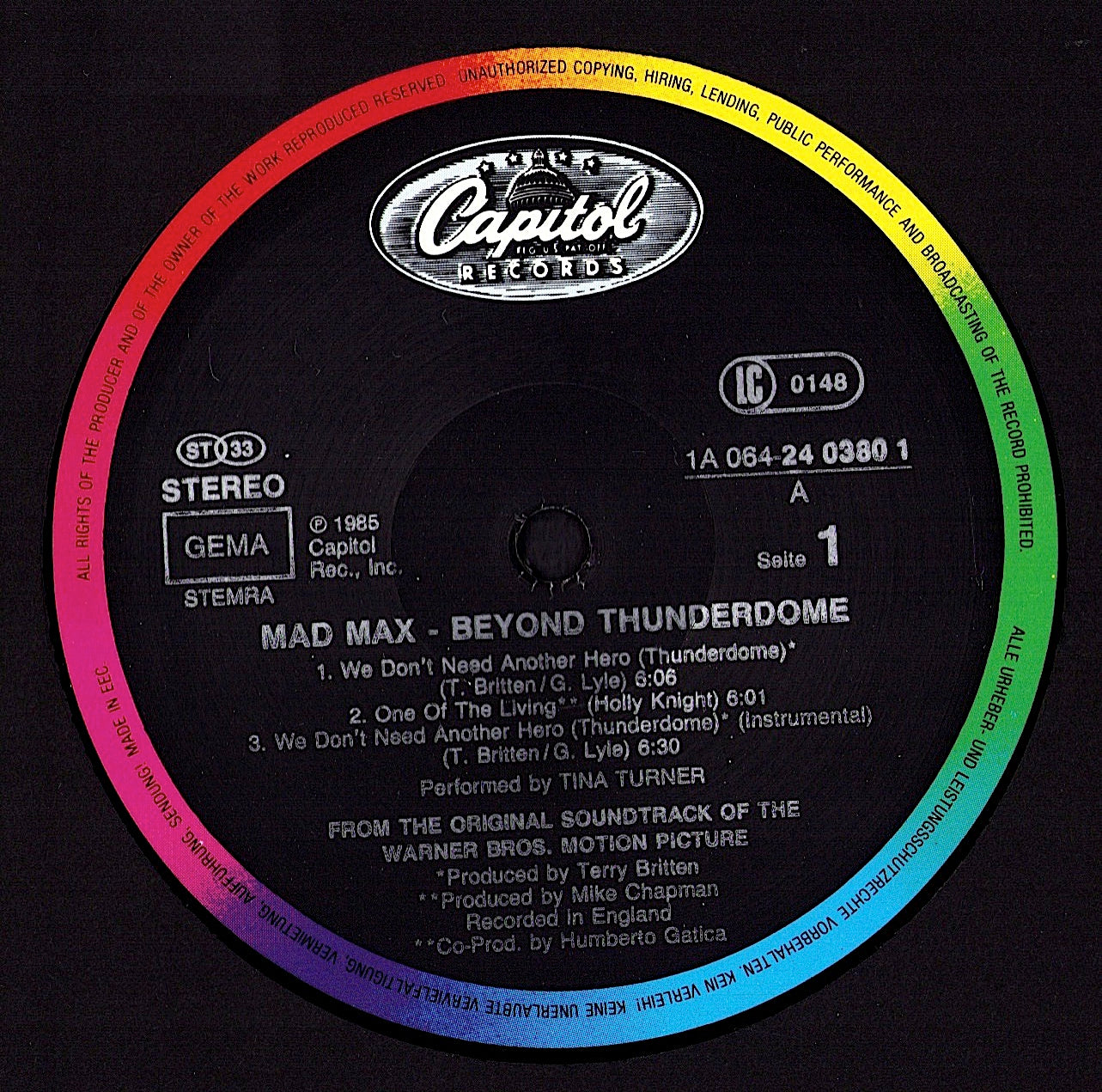 Mad Max - Beyond Thunderdome - Original Motion Picture Soundtrack Vinyl LP + Poster