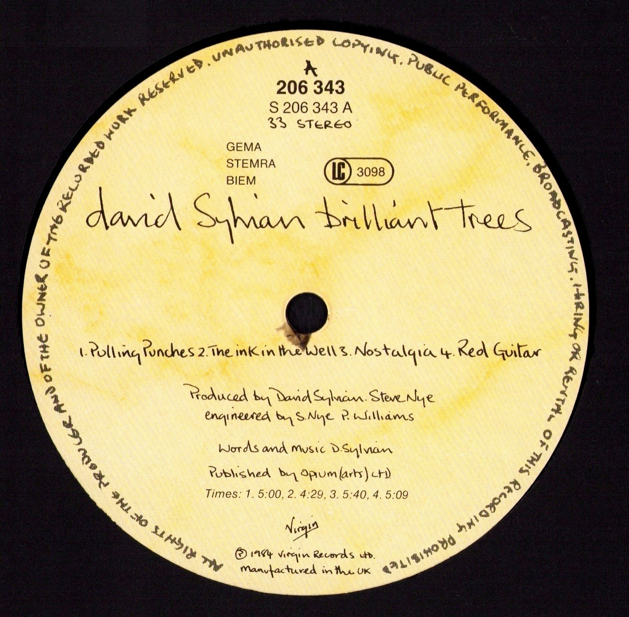 David Sylvian – Brilliant Trees Vinyl LP