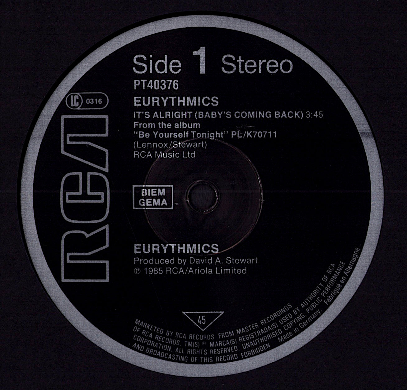 Eurythmics – There Must Be An Angel Playing With My Heart Vinyl 12" Maxi-Single Kopie