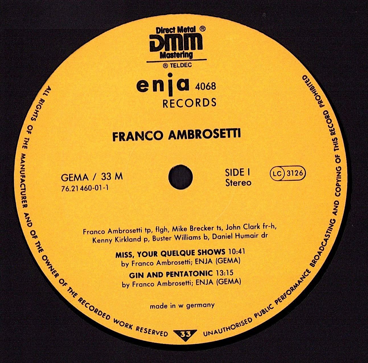 Franco Ambrosetti, Michael Brecker, John Clark 2 , Kenny Kirkland, Buster Williams, Daniel Humair – Wings Vinyl LP