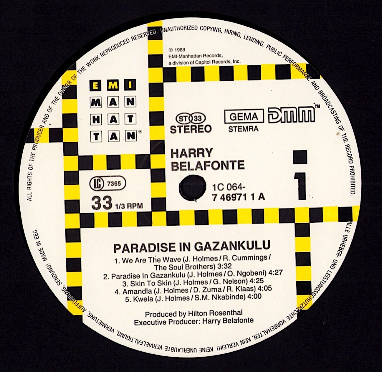 Harry Belafonte - Paradise In Gazankulu Vinyl LP | EU Original | 1988