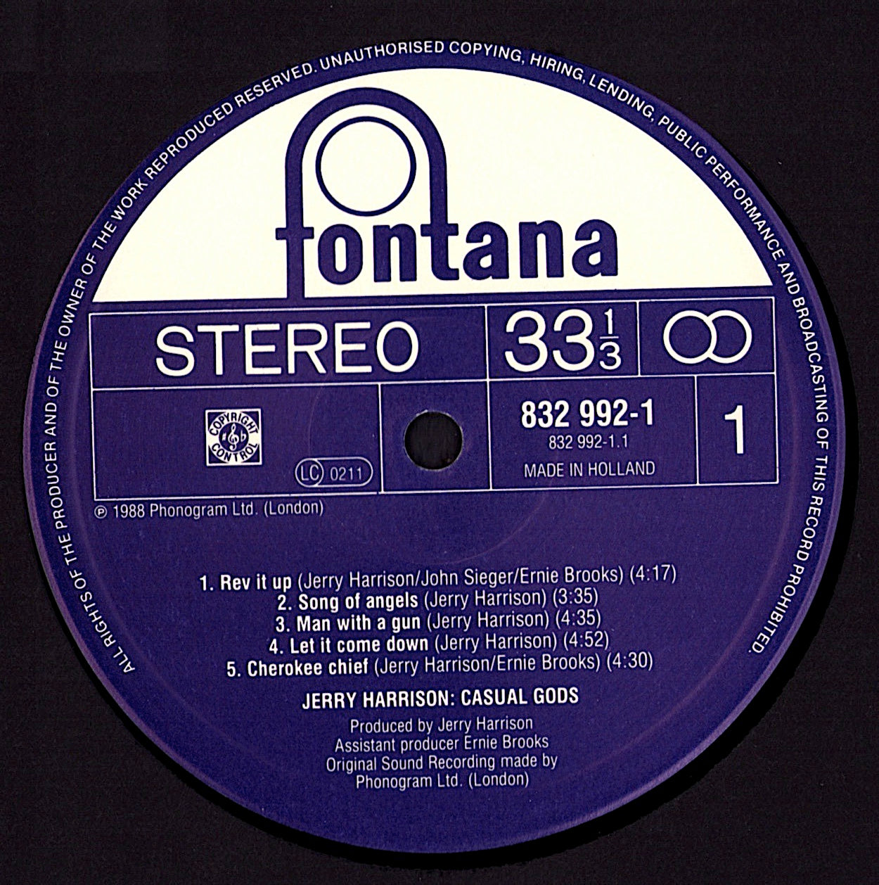 Jerry Harrison : Casual Gods - Casual Gods Vinyl LP Kopie