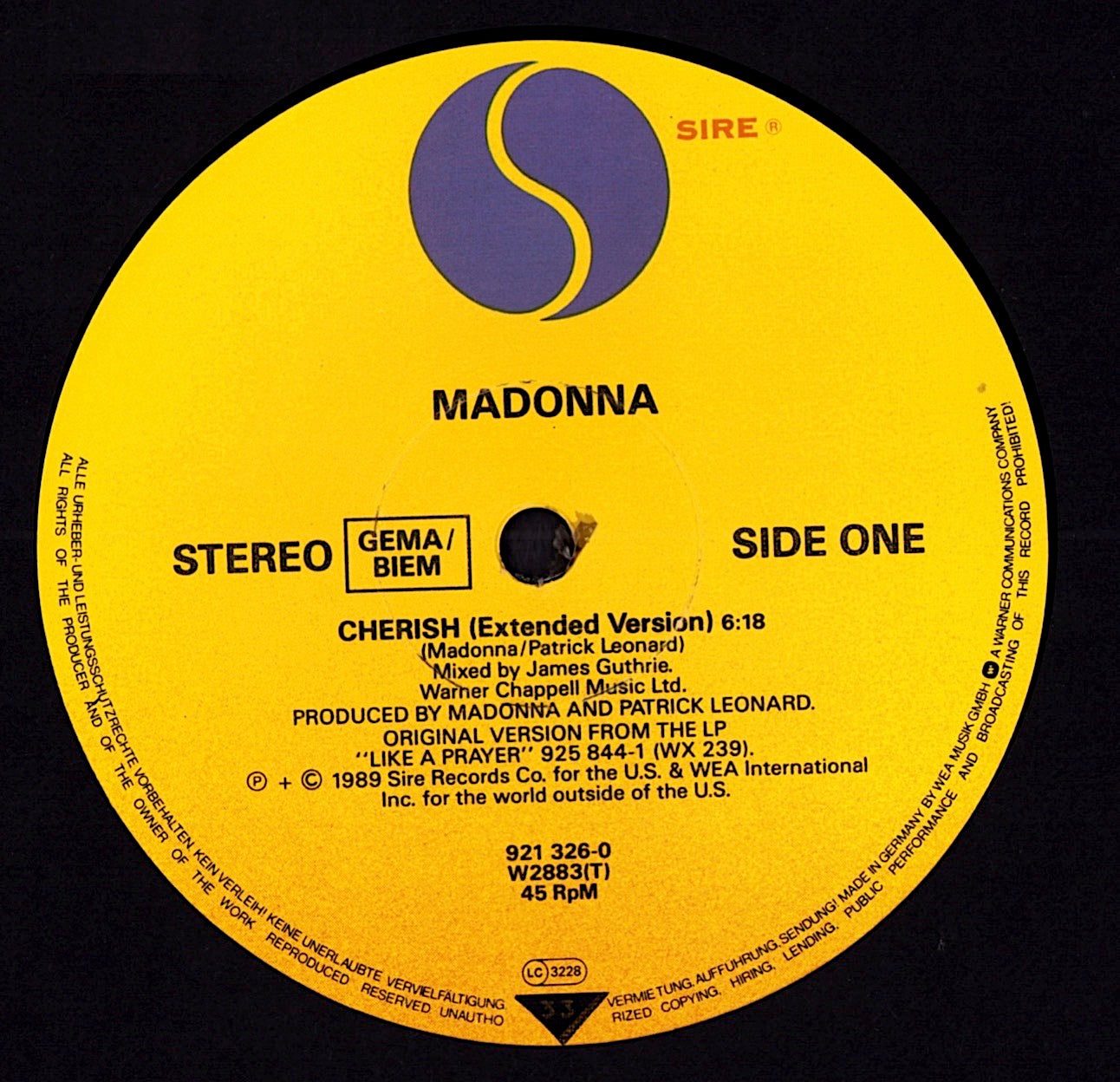 Madonna - Cherish Vinyl 12" | EU Original | 1989