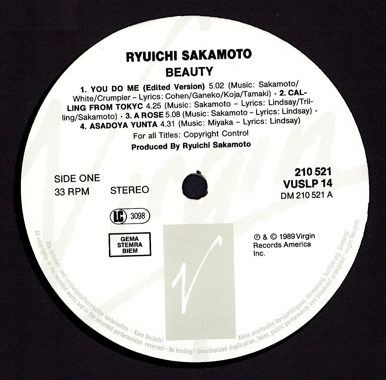 Ryuichi Sakamoto – Beauty Vinyl LP