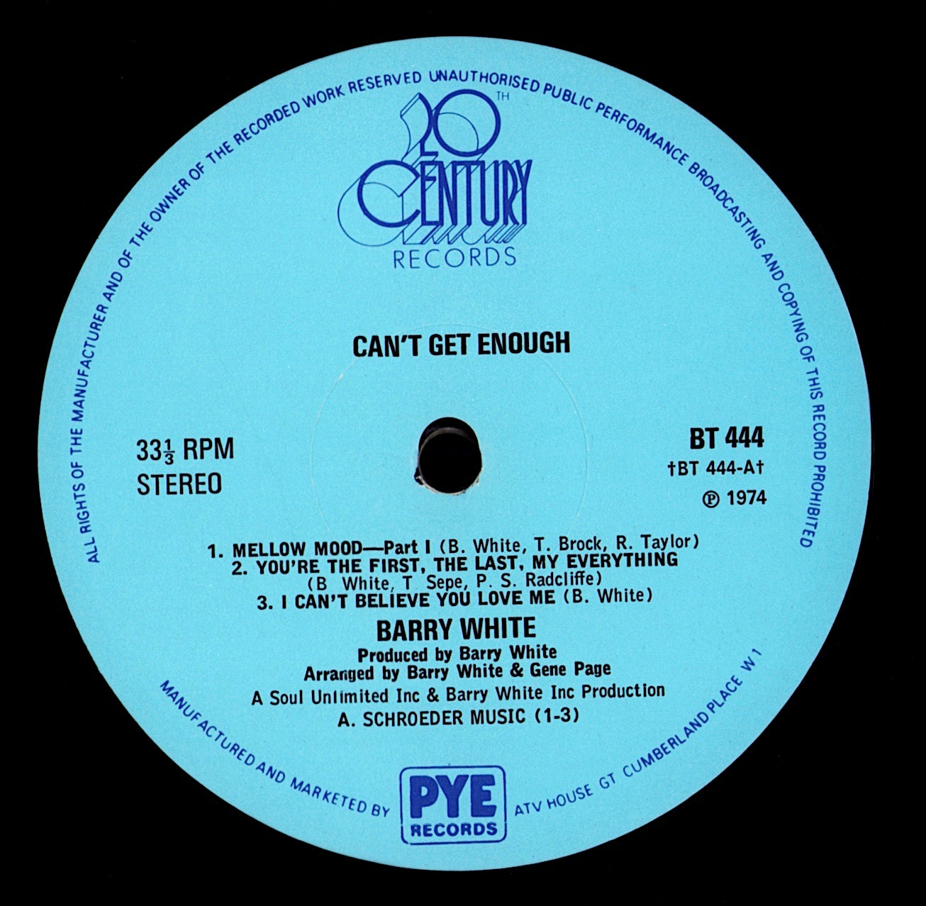 Barry White - Can't Get Enough Vinyl LP | UK Original | 1974