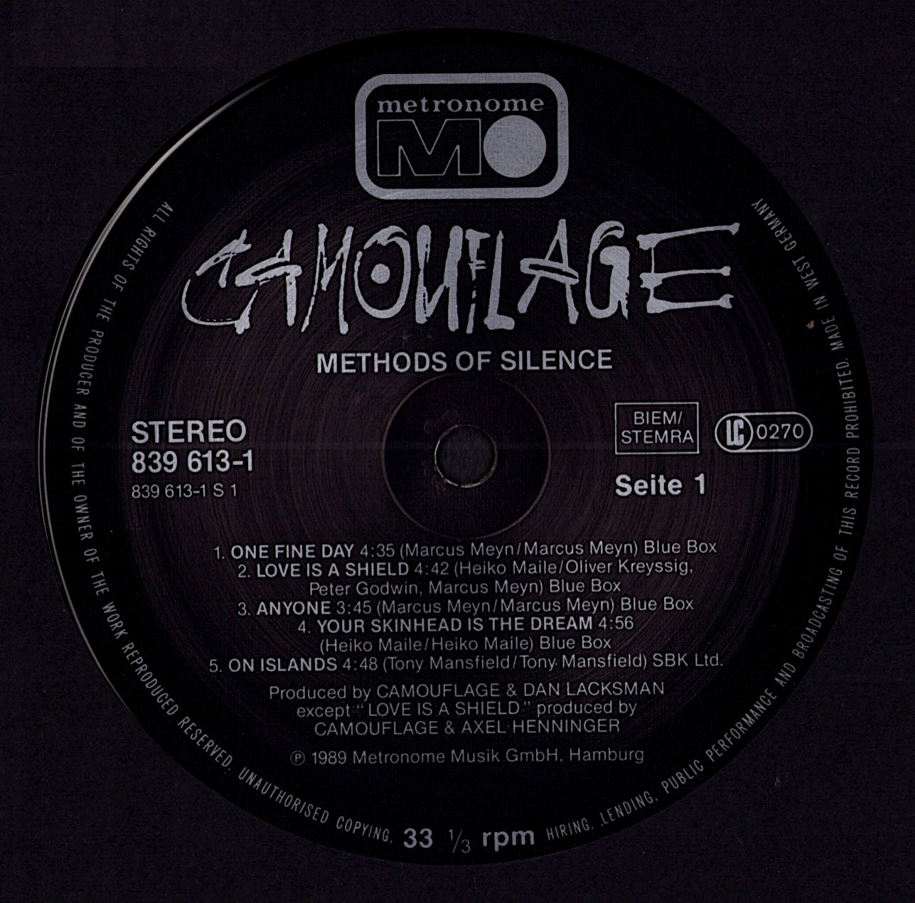 Camouflage - Methods Of Silence (Vinyl LP | EU Original | 1989)