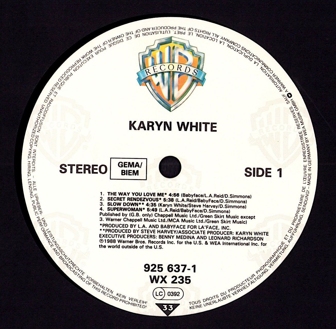 Karyn White - Karyn White Vinyl LP | EU Original | 1988