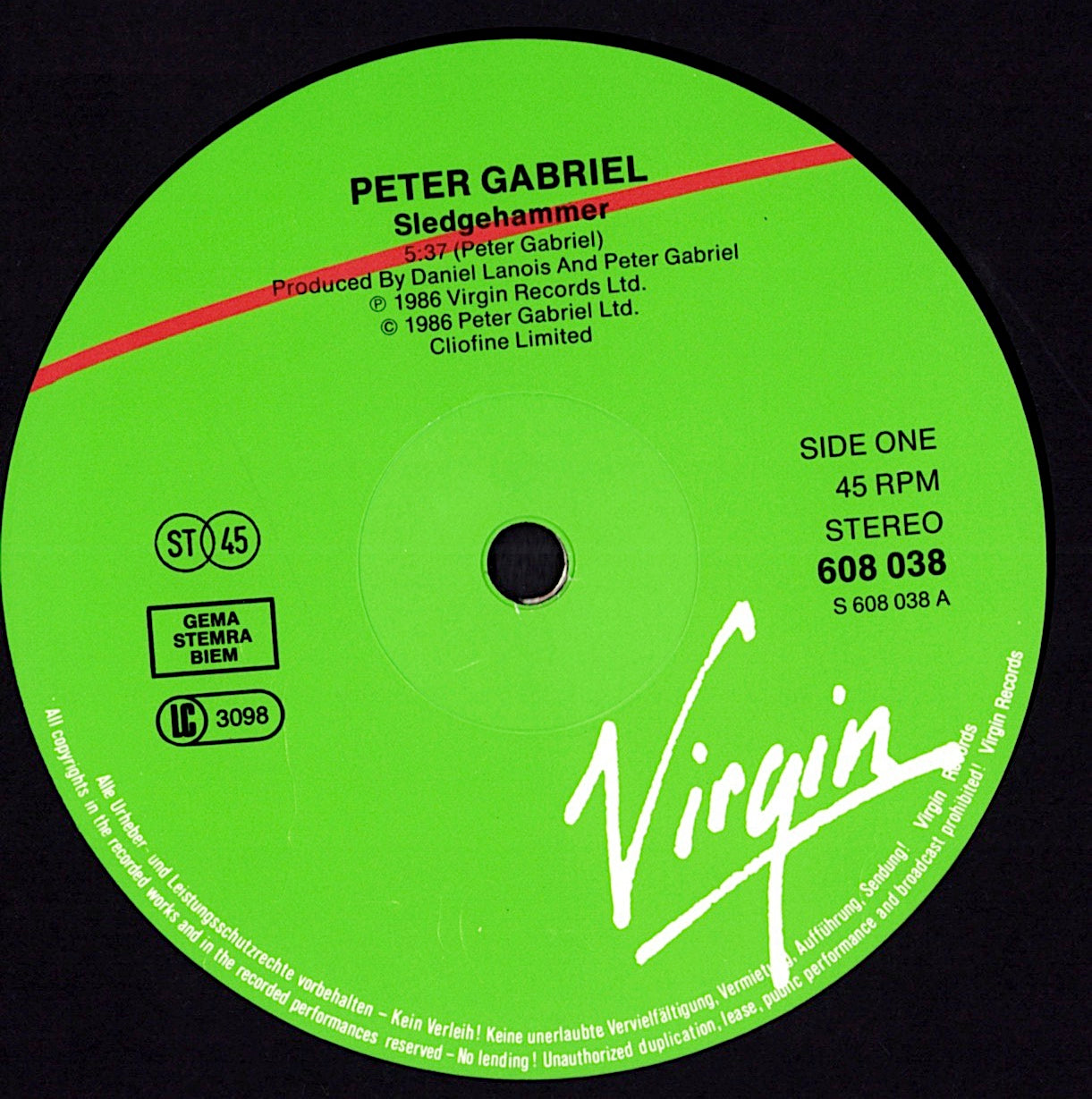 Peter Gabriel – Sledgehammer Vinyl 12" Maxi | EU Original | 1986 Kopie