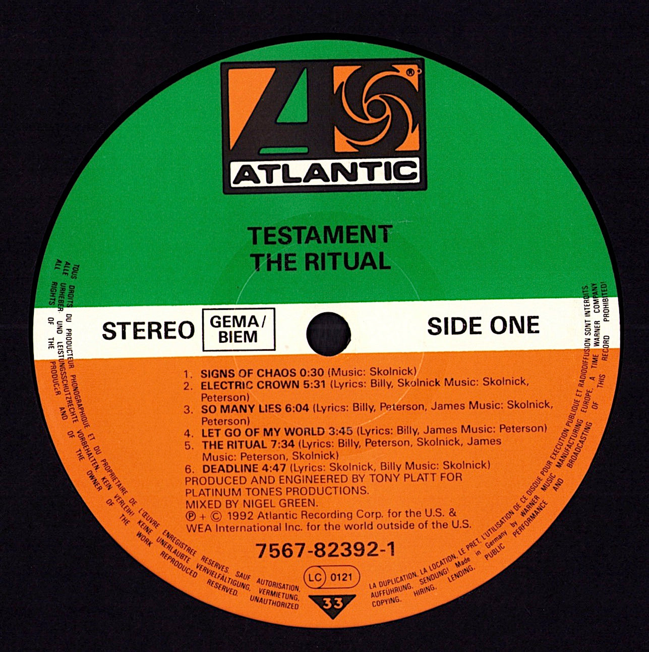Testament - The Ritual (Vinyl LP | EU Original | 1992)