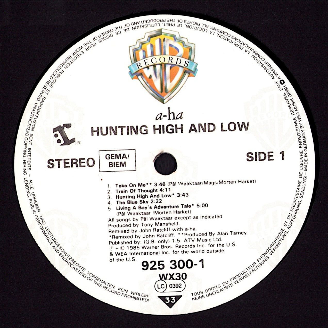 a-ha - Hunting High And Low Vinyl LP