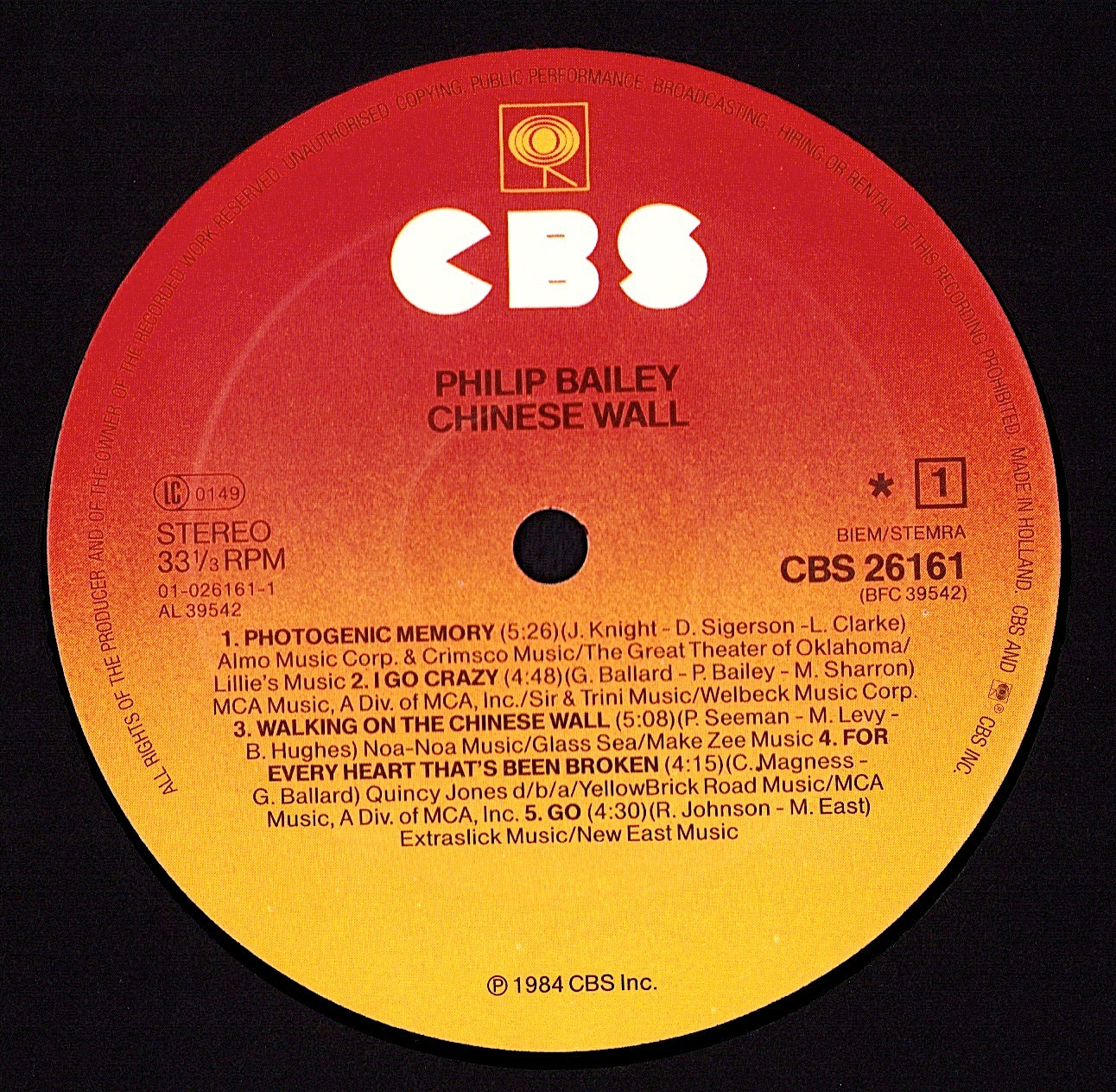 Philip Bailey – Chinese Wall Vinyl LP Kopie