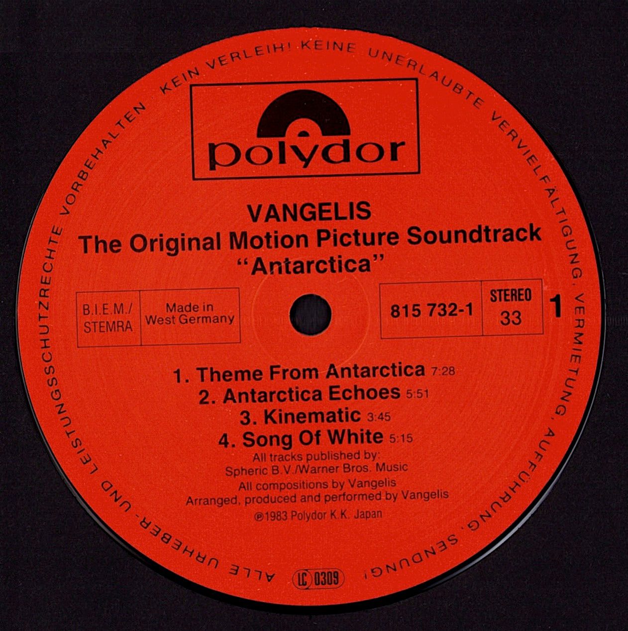 Vangelis – Antarctica Music From Koreyoshi Kurahara's Film = 南極物語 Vinyl LP