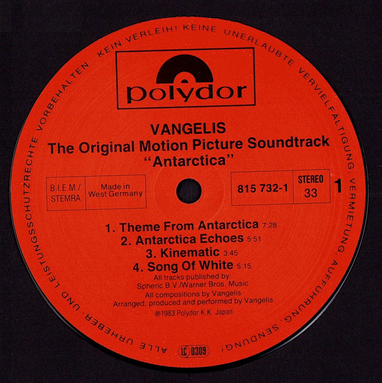 Vangelis – Antarctica Music From Koreyoshi Kurahara's Film = 南極物語 Vinyl LP