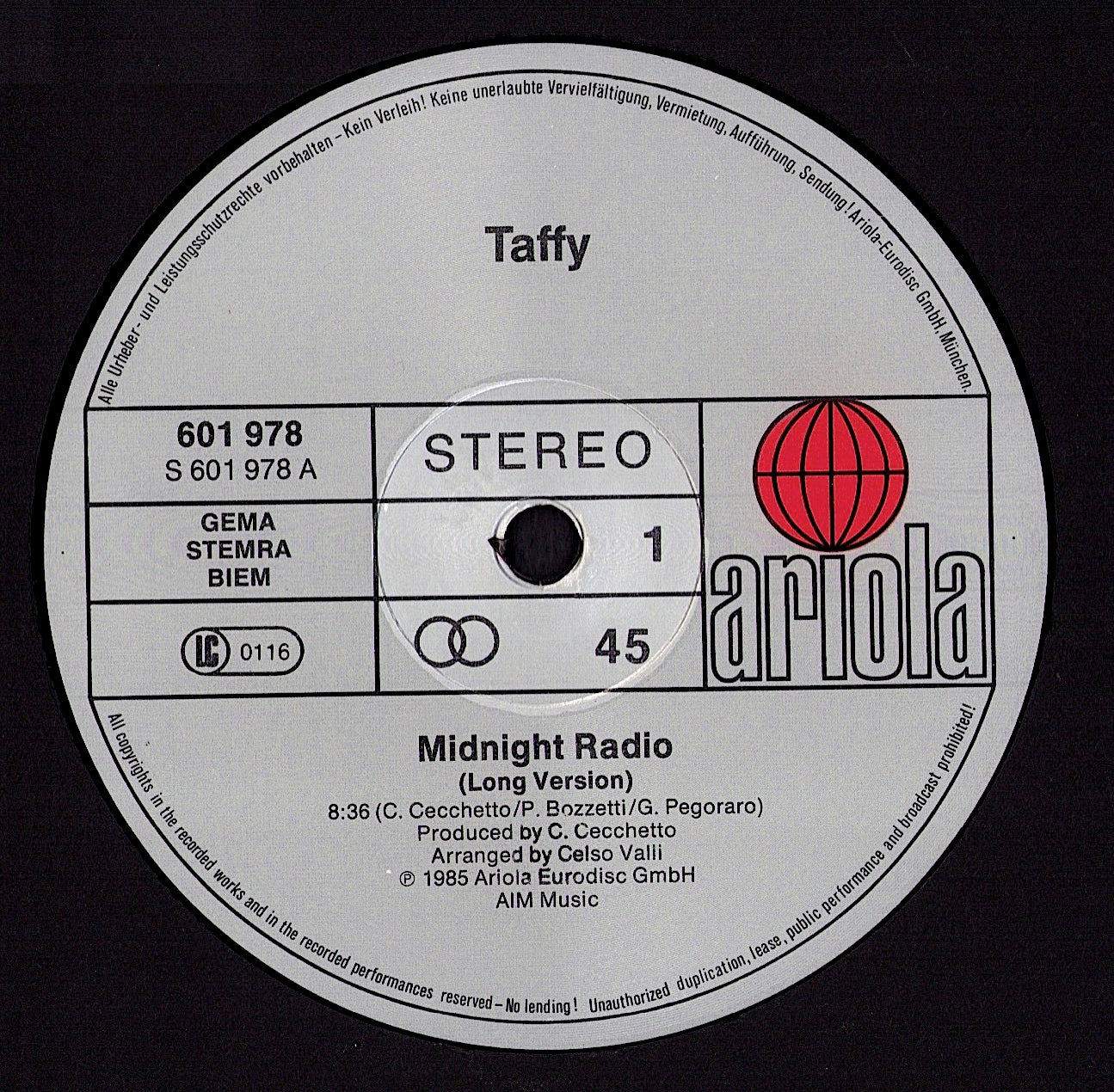 Taffy – I Love My Radio Midnight Radio Vinyl 12" Maxi-Single