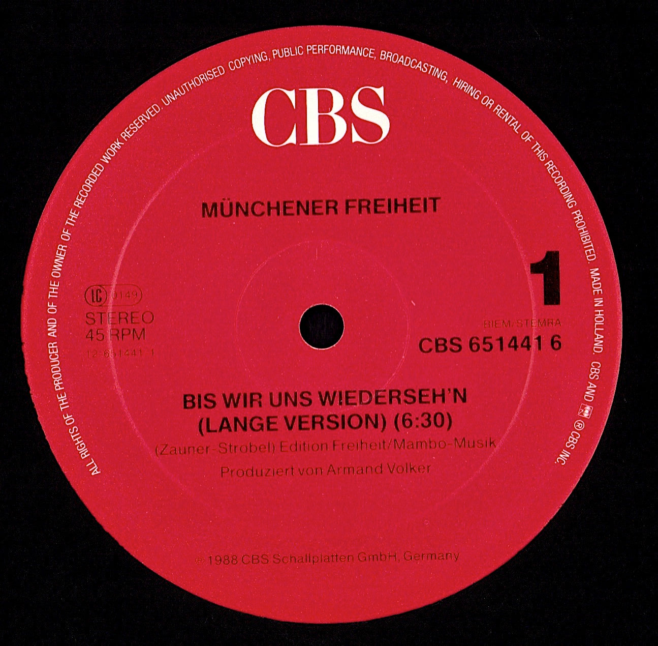Münchener Freiheit – Bis Wir Uns Wiederseh'n Vinyl 12" Maxi-Single