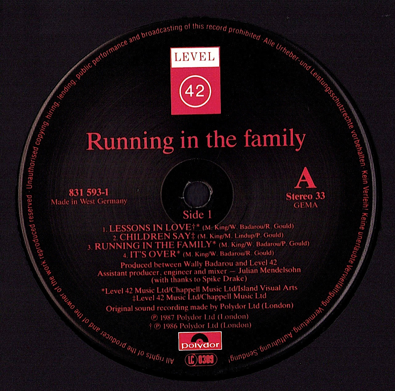 Level 42 – Running In The Family (Vinyl LP)