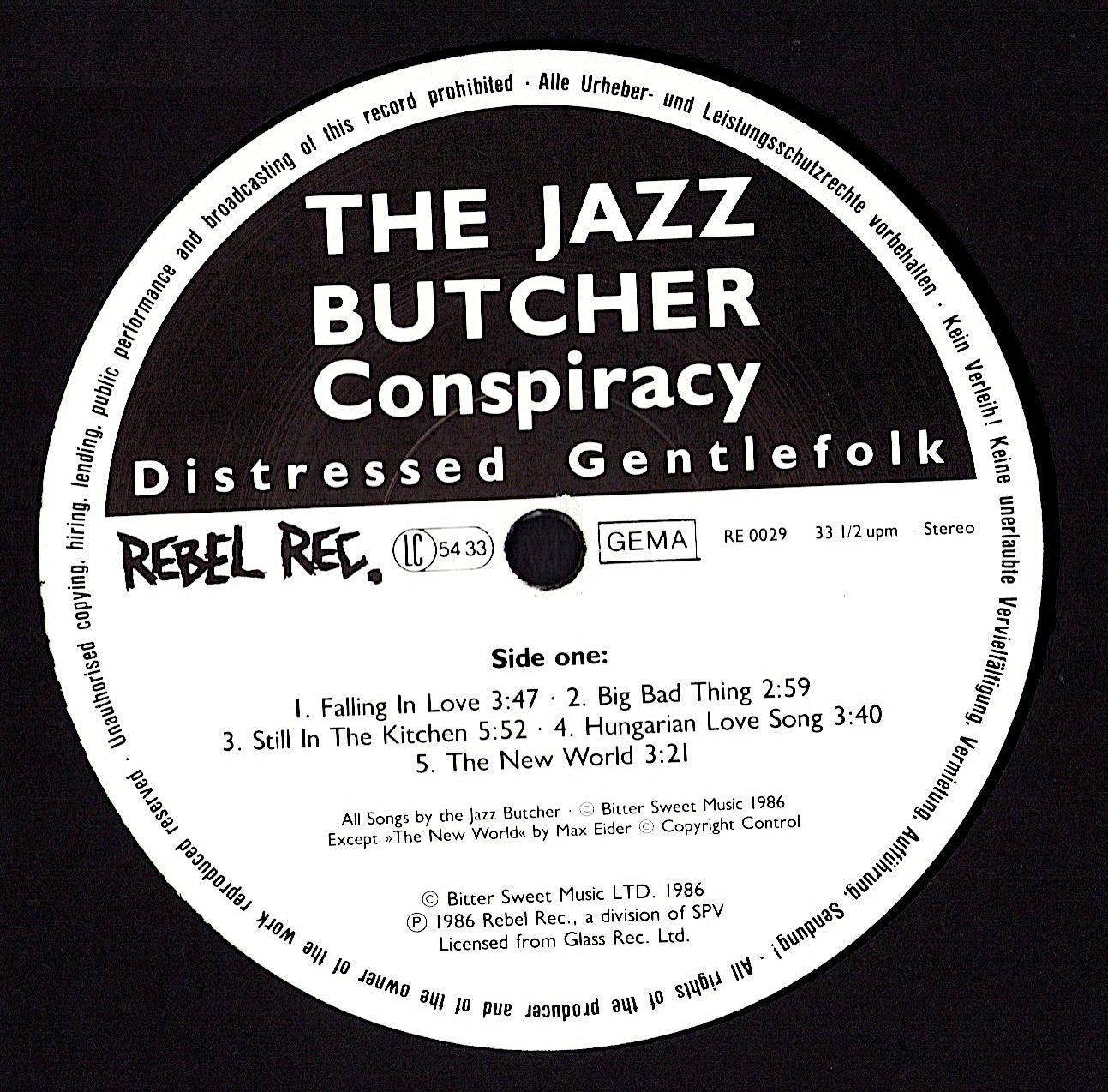 The Jazz Butcher Conspiracy – Distressed Gentlefolk / The Conspiracy L.P. Vinyl LP