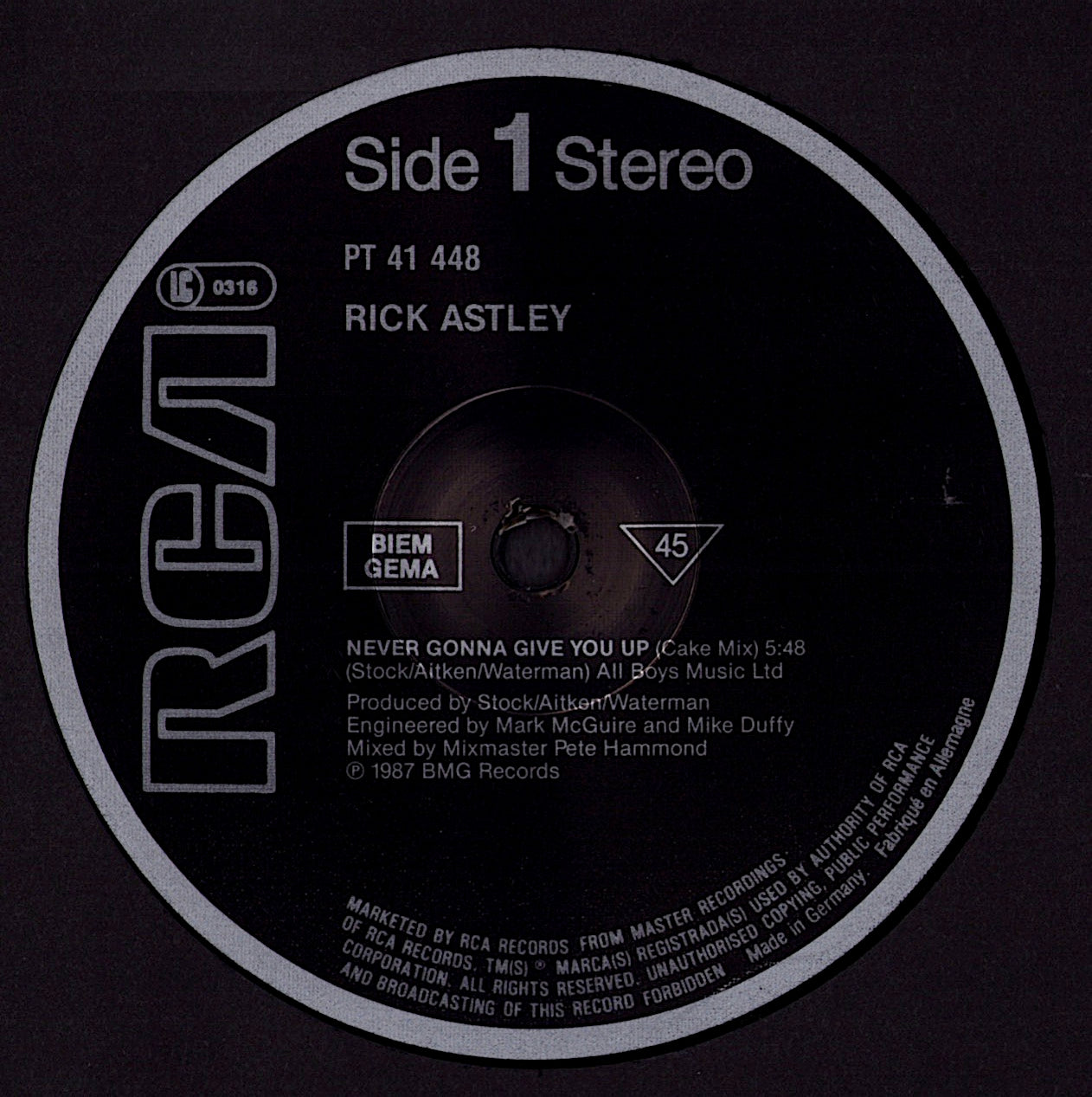 Rick Astley – Never Gonna Give You Up Escape From Newton Mix & Escape To New York Mix Vinyl 12" Maxi-Single