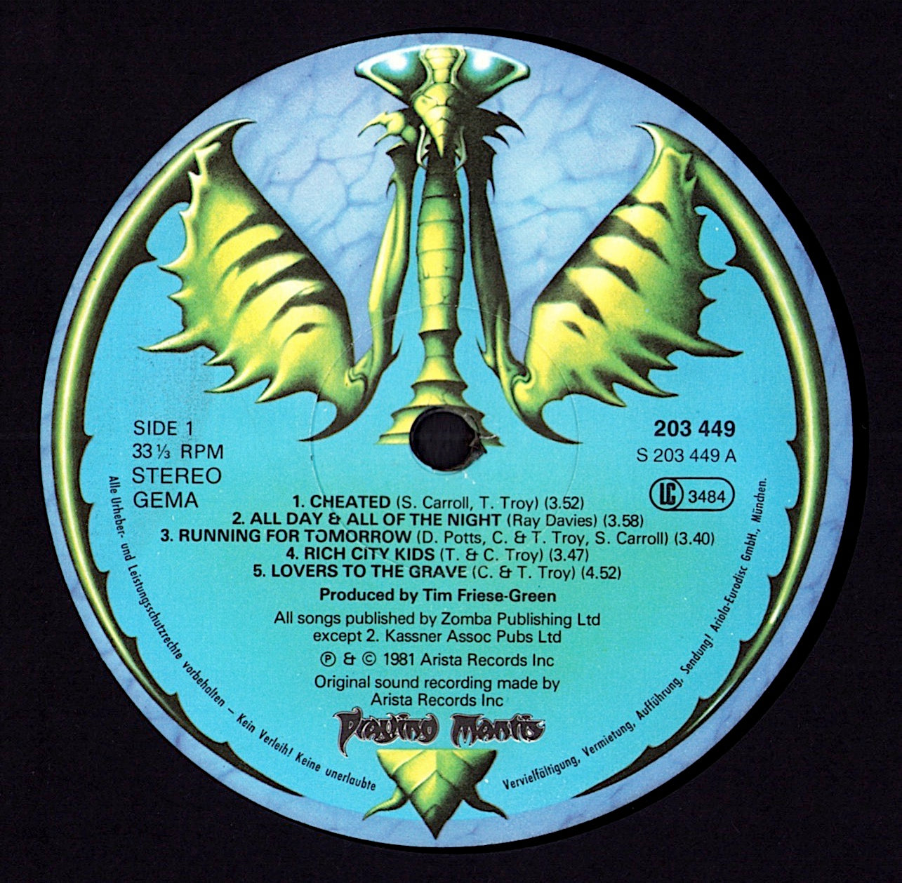 Praying Mantis - Time Tells No Lies Vinyl LP | DE Original | 1981