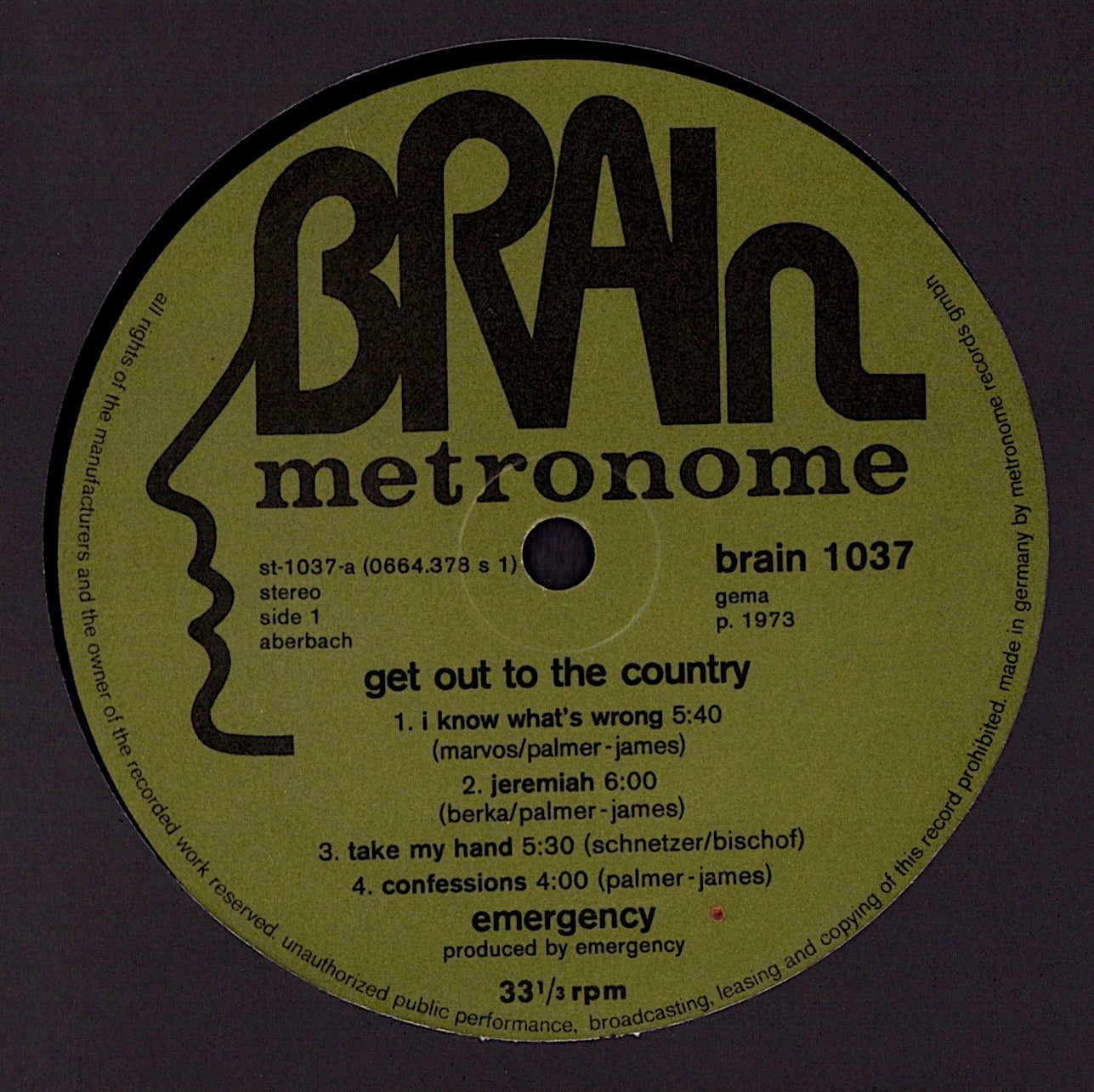 Emergency - Get Out To The Country Vinyl LP