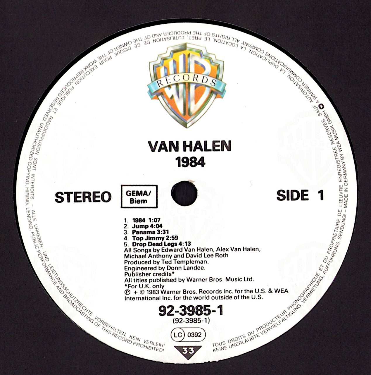 Van Halen - 1984 Vinyl LP Kopie