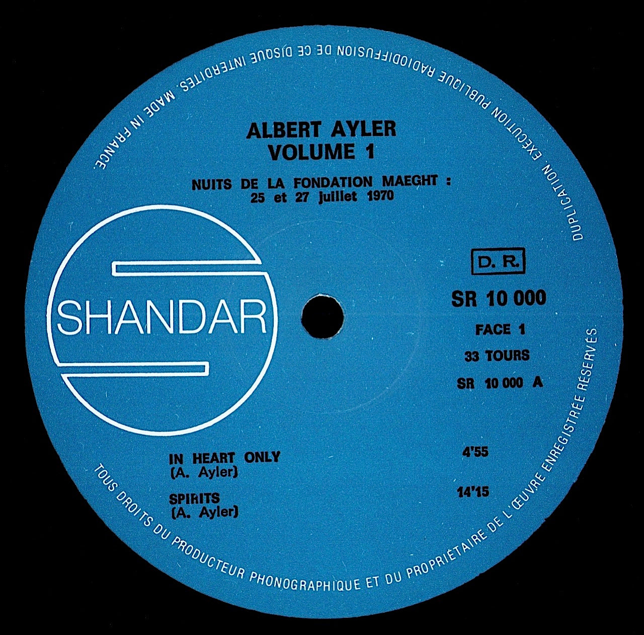 Albert Ayler - Nuits De La Fondation Maeght Volume 1 Vinyl LP