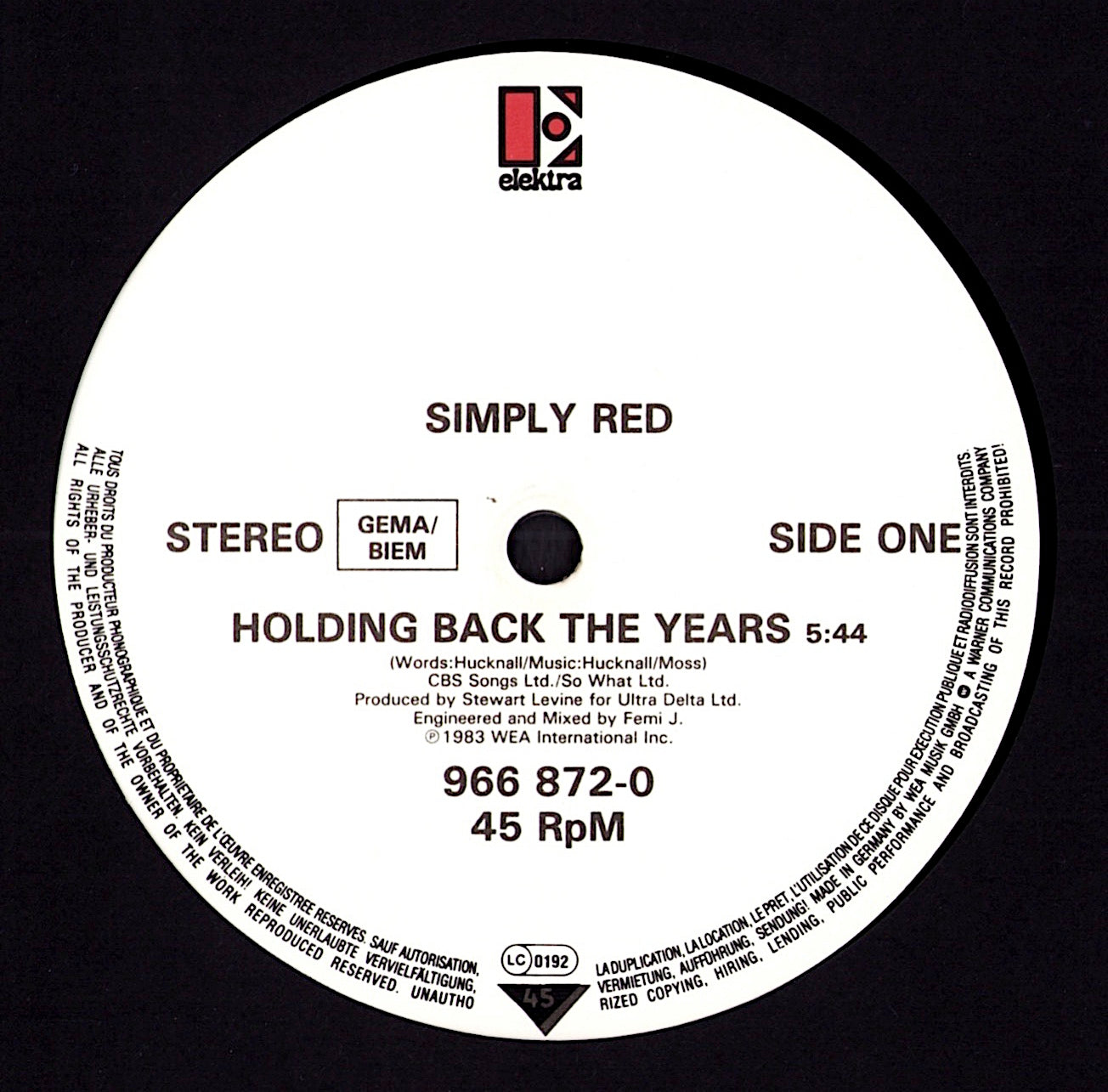 Simply Red - Holding Back The Years (12" Single | EU Original | 1985)